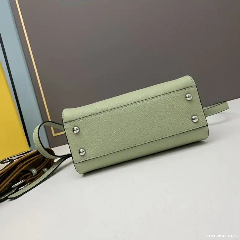 Cheap Calf Green Mini In Iconic Stitching Peekaboo Bag Fendi Leather 0703